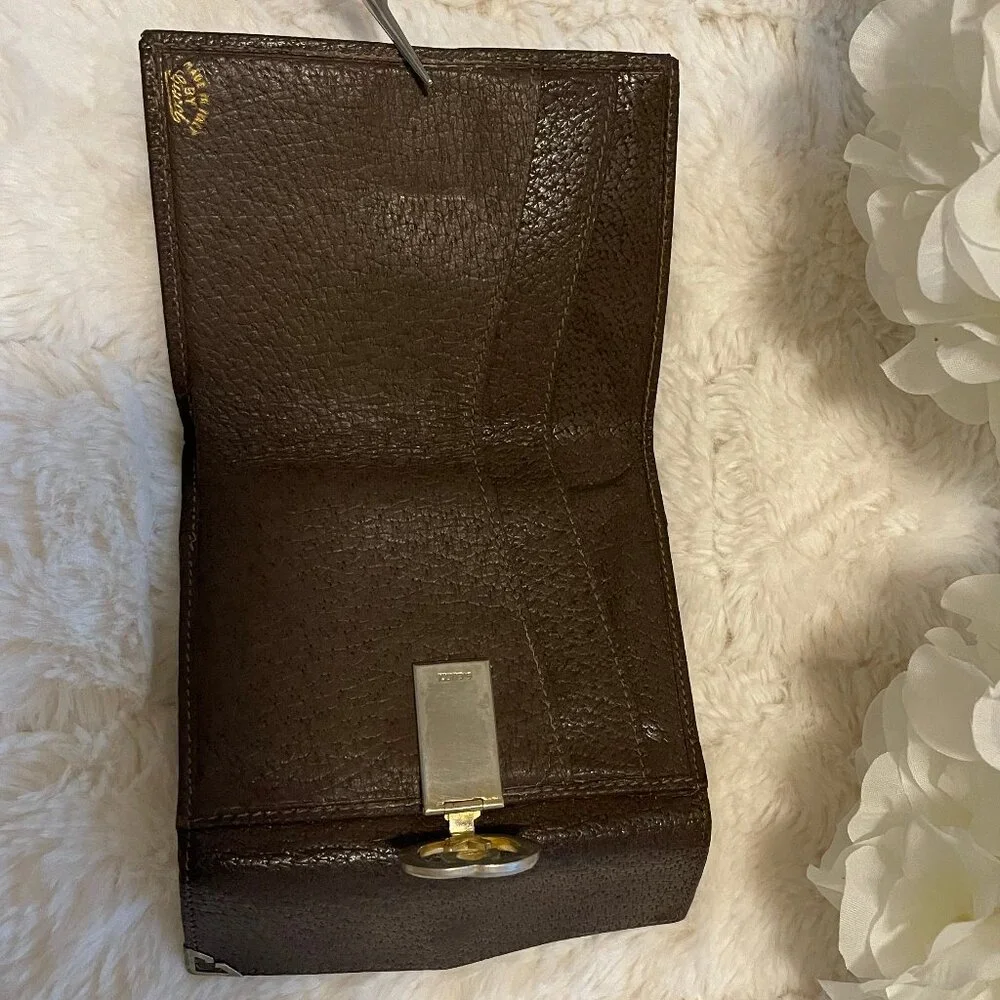 Vintage Gucci Brown Leather Bifold Wallet EUC